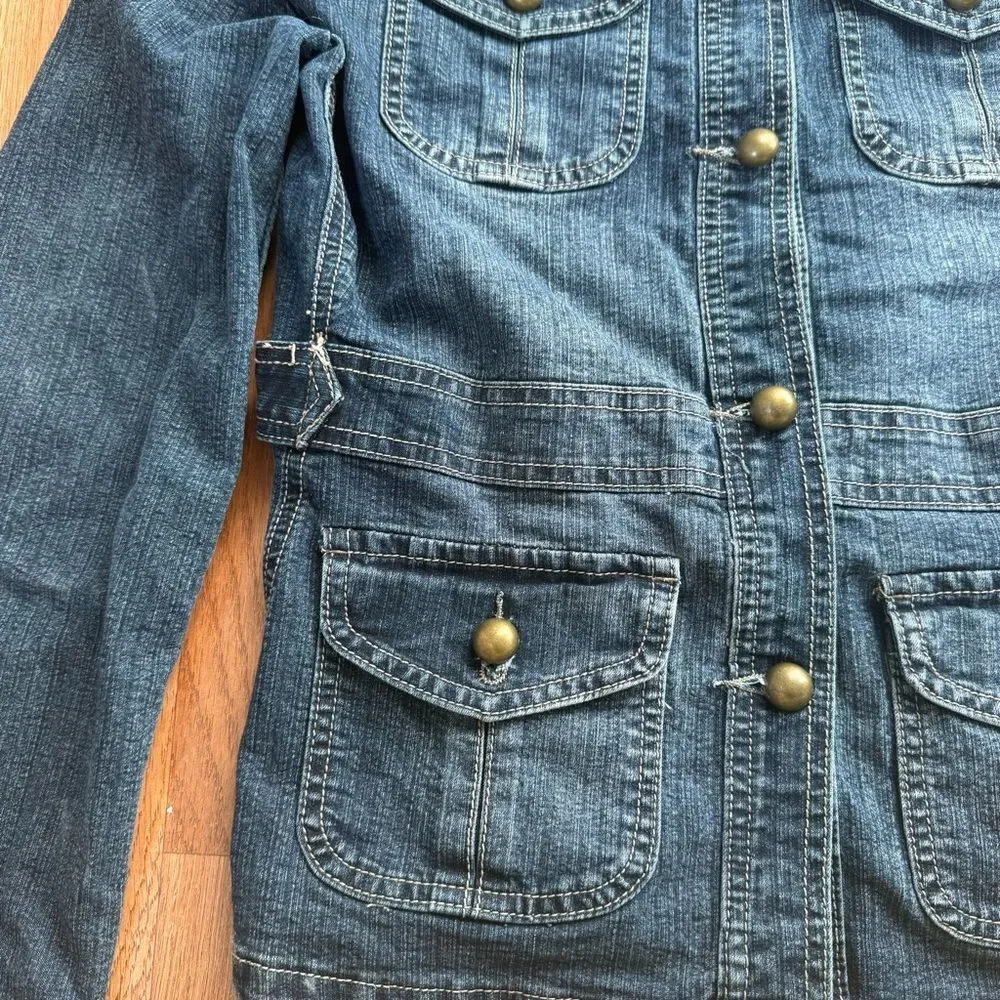 Vintage Y2K Access Jeans Tailored Military Denim Jacket Size Medium - Picture 7 of 8